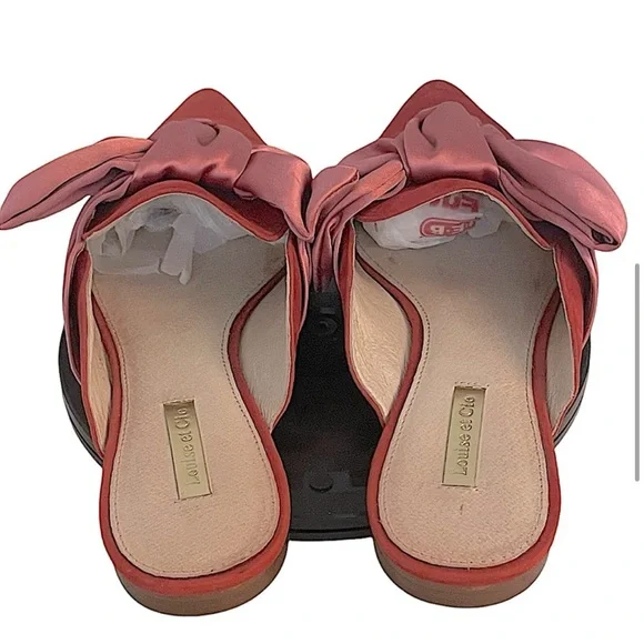 Louise et Cie Cela Bow Mule Red Suede Pink Textile Bow Holiday Festive Size 9.5 - Picture 2 of 10